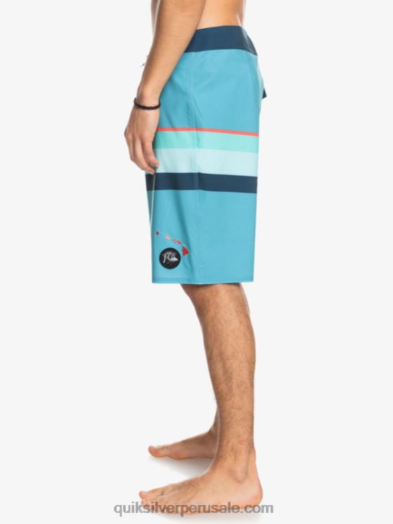 Quiksilver N8LNT1604 hombres delph azul shorts de playa surfsilk con rayas desteñidas 20
