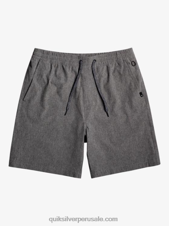 Quiksilver N8LNT1664 hombres negro Pantalón corto híbrido anfibio 18 jaspeado elástico