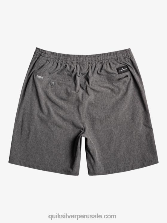 Quiksilver N8LNT1664 hombres negro Pantalón corto híbrido anfibio 18 jaspeado elástico