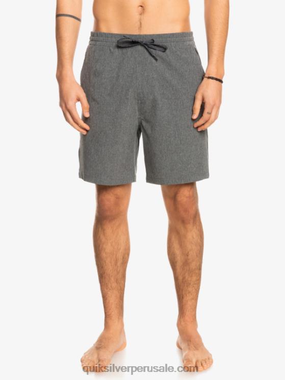 Quiksilver N8LNT1664 hombres negro Pantalón corto híbrido anfibio 18 jaspeado elástico