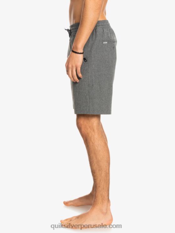 Quiksilver N8LNT1664 hombres negro Pantalón corto híbrido anfibio 18 jaspeado elástico