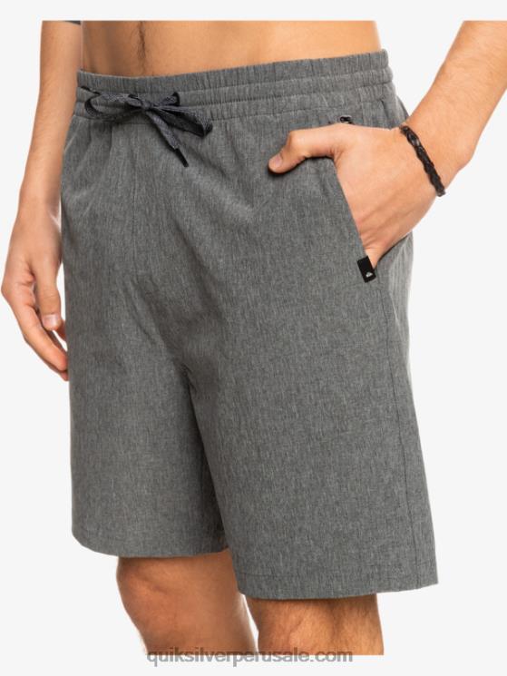 Quiksilver N8LNT1664 hombres negro Pantalón corto híbrido anfibio 18 jaspeado elástico