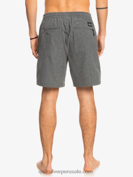 Quiksilver N8LNT1664 hombres negro Pantalón corto híbrido anfibio 18 jaspeado elástico