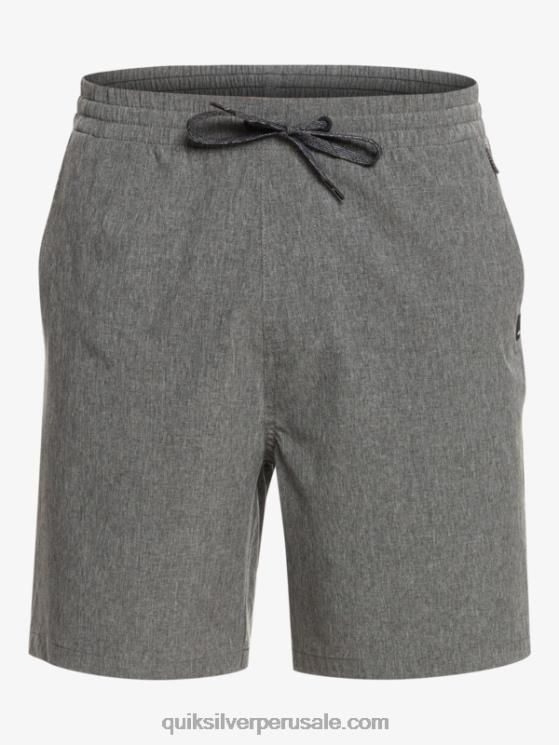 Quiksilver N8LNT1664 hombres negro Pantalón corto híbrido anfibio 18 jaspeado elástico