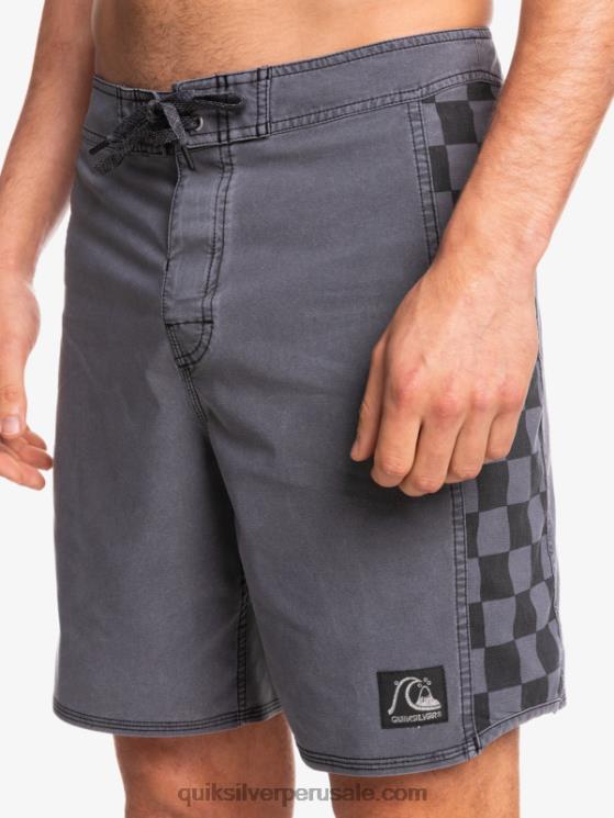Quiksilver N8LNT1671 hombres negro shorts de playa de cáñamo estirados con arco original lavado 18