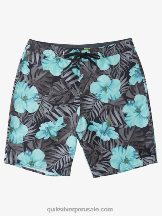 Quiksilver N8LNT1683 hombres floral negro shorts de playa diarios clásicos florales 20