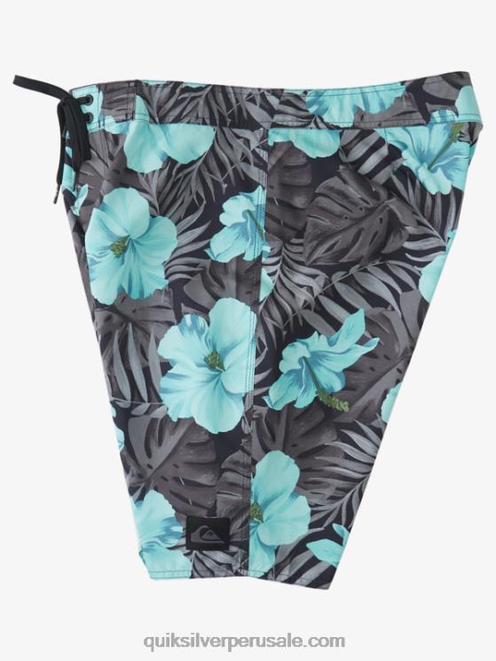 Quiksilver N8LNT1683 hombres floral negro shorts de playa diarios clásicos florales 20