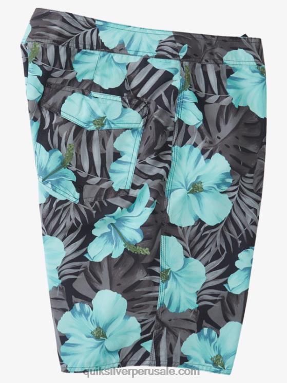 Quiksilver N8LNT1683 hombres floral negro shorts de playa diarios clásicos florales 20