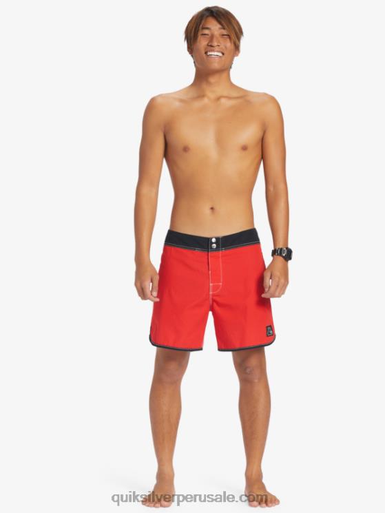 Quiksilver N8LNT169 hombres rojo de alto riesgo shorts de playa originales scallop snap 16