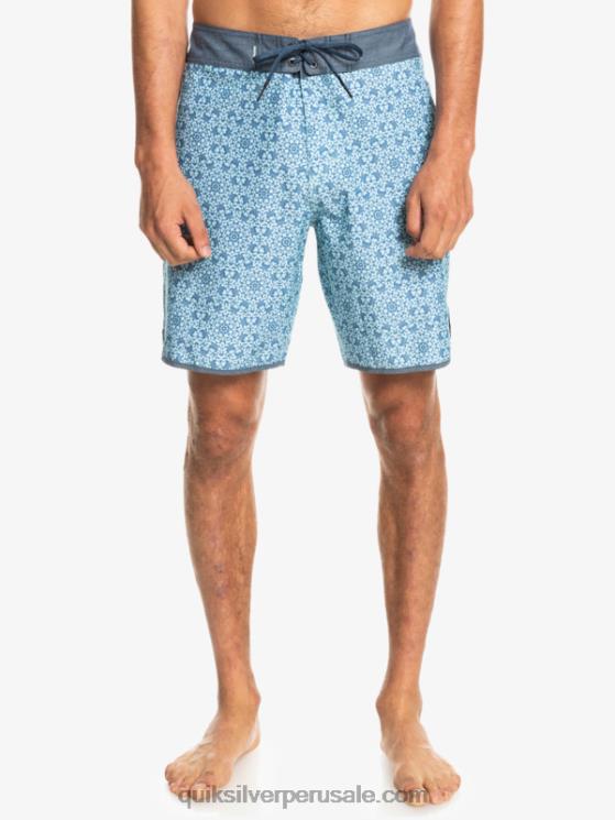 Quiksilver N8LNT1741 hombres vidrio azul shorts de playa cáñamo elástico festoneado 19