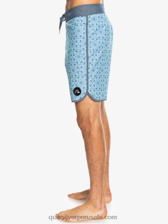 Quiksilver N8LNT1741 hombres vidrio azul shorts de playa cáñamo elástico festoneado 19