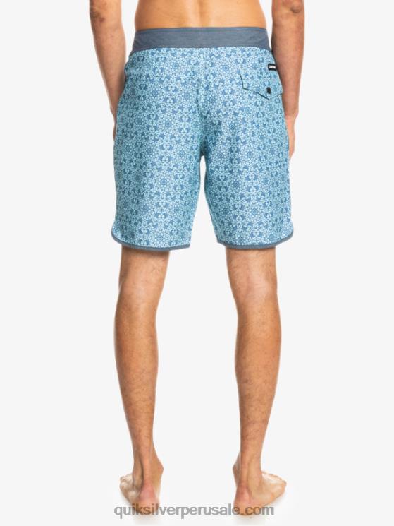 Quiksilver N8LNT1741 hombres vidrio azul shorts de playa cáñamo elástico festoneado 19