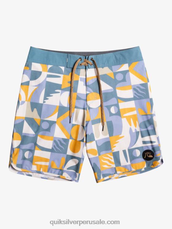 Quiksilver N8LNT1743 hombres ashley azul shorts de playa cáñamo elástico festoneado 19