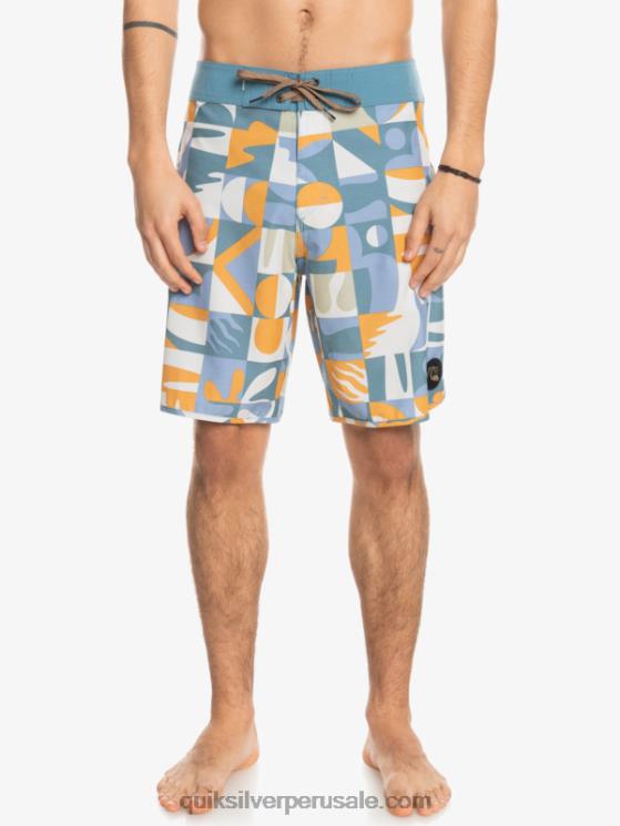 Quiksilver N8LNT1743 hombres ashley azul shorts de playa cáñamo elástico festoneado 19