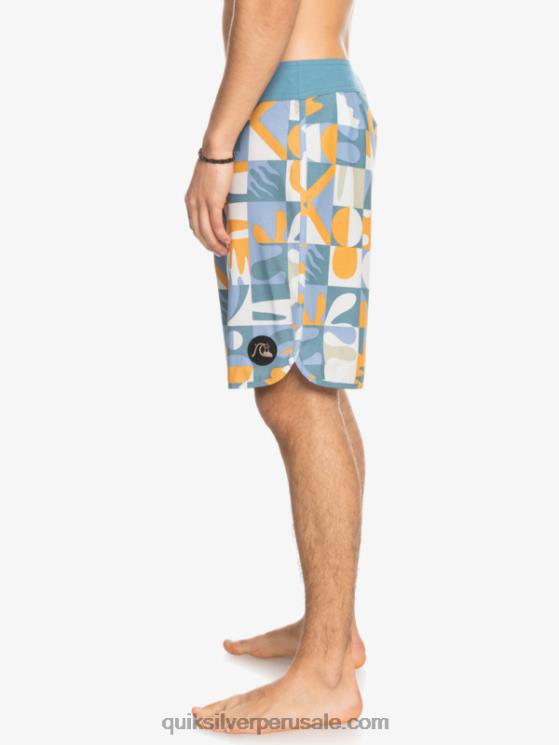 Quiksilver N8LNT1743 hombres ashley azul shorts de playa cáñamo elástico festoneado 19