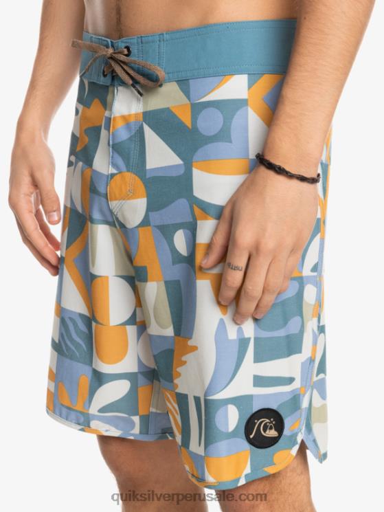 Quiksilver N8LNT1743 hombres ashley azul shorts de playa cáñamo elástico festoneado 19