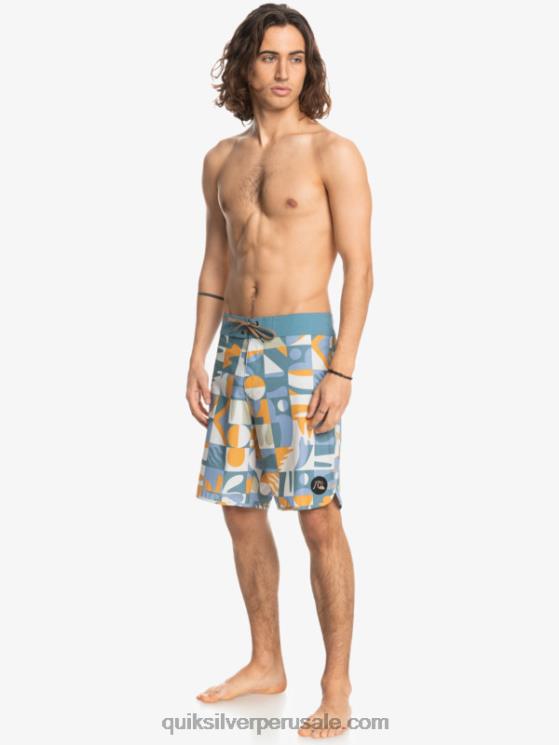 Quiksilver N8LNT1743 hombres ashley azul shorts de playa cáñamo elástico festoneado 19
