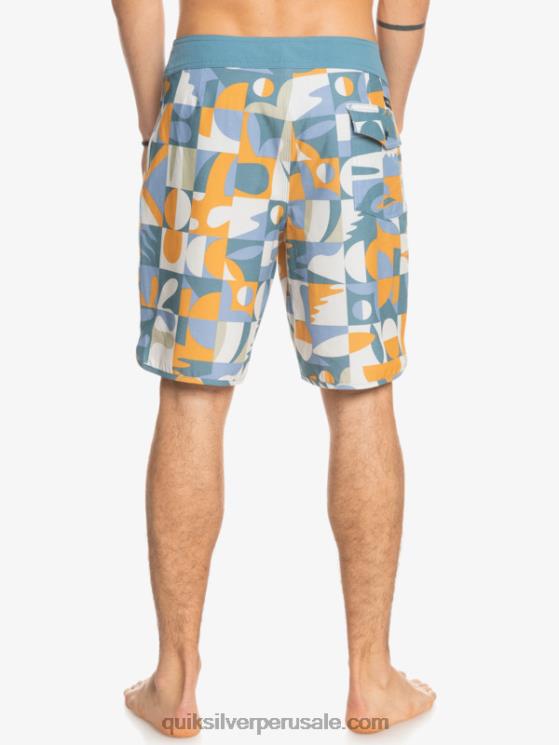 Quiksilver N8LNT1743 hombres ashley azul shorts de playa cáñamo elástico festoneado 19