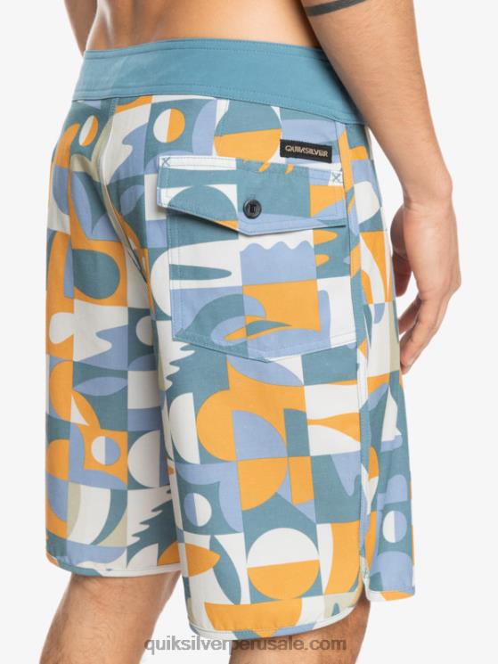 Quiksilver N8LNT1743 hombres ashley azul shorts de playa cáñamo elástico festoneado 19