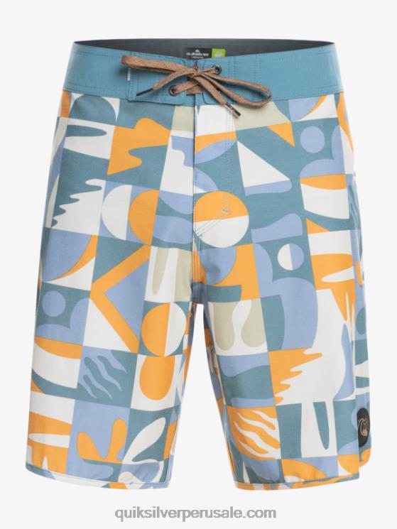 Quiksilver N8LNT1743 hombres ashley azul shorts de playa cáñamo elástico festoneado 19