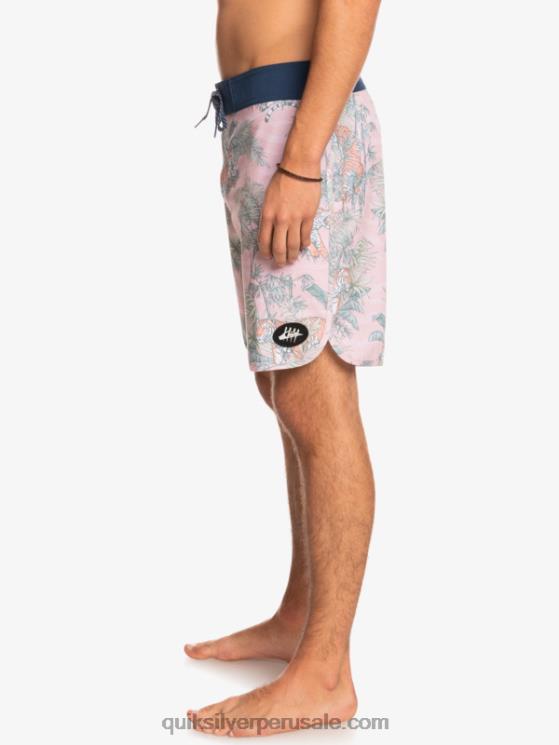 Quiksilver N8LNT1744 hombres g-land rosa velada shorts de playa cáñamo elástico festoneado 19