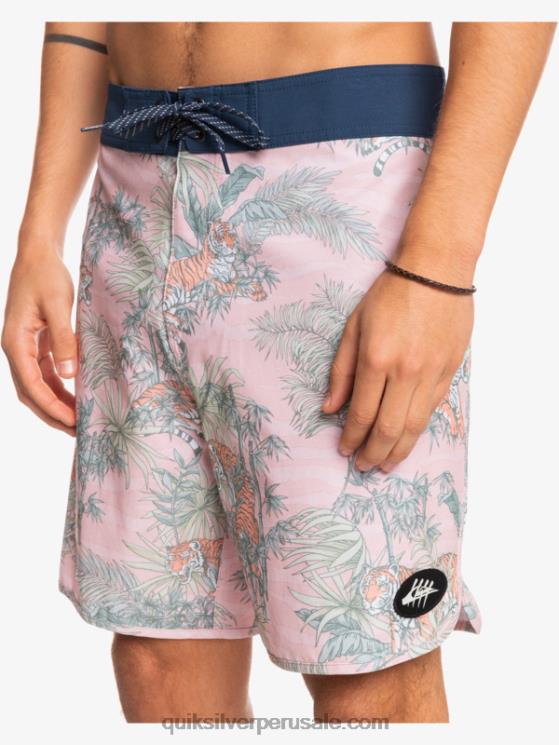 Quiksilver N8LNT1744 hombres g-land rosa velada shorts de playa cáñamo elástico festoneado 19