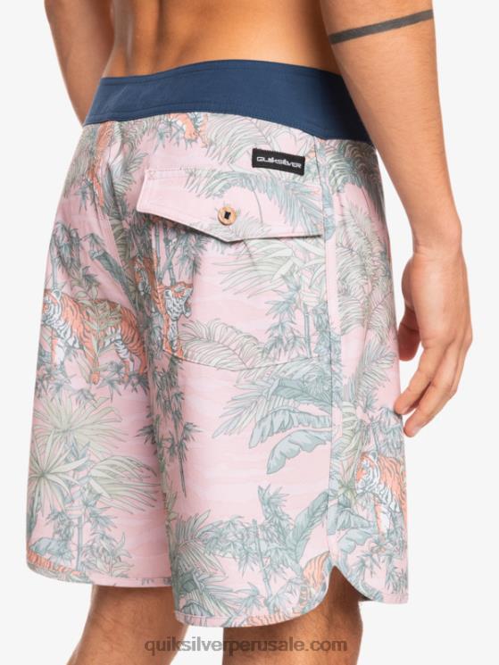 Quiksilver N8LNT1744 hombres g-land rosa velada shorts de playa cáñamo elástico festoneado 19