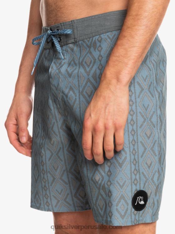 Quiksilver N8LNT1817 hombres capitanes azules shorts de playa de cáñamo elástico 69 18