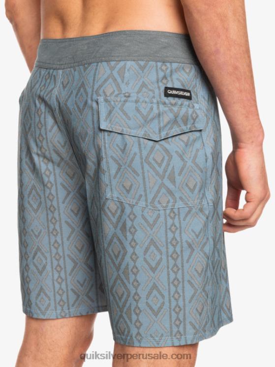 Quiksilver N8LNT1817 hombres capitanes azules shorts de playa de cáñamo elástico 69 18