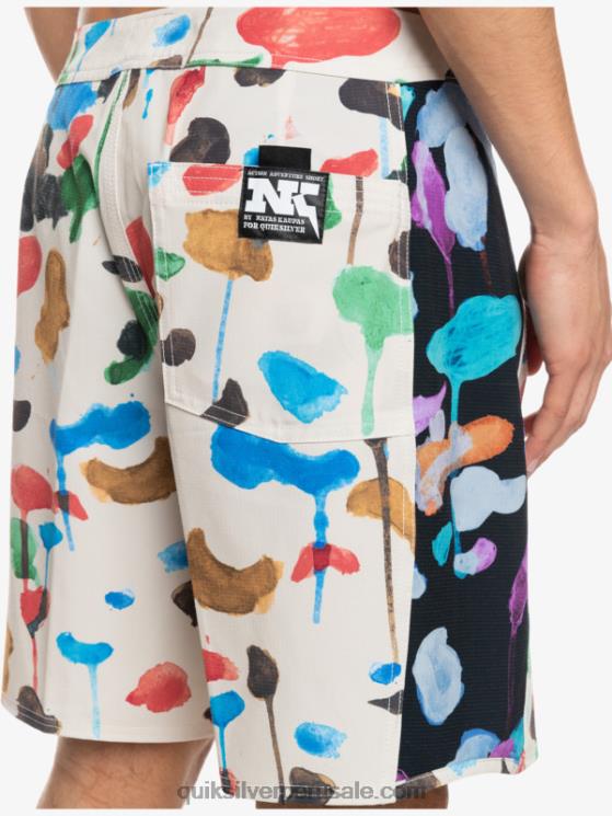 Quiksilver N8LNT1822 hombres natas kaupas - abedul shorts de playa de lona en blanco con arco original de hempstretch 18