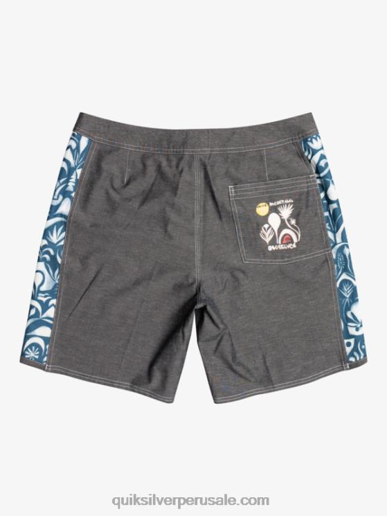 Quiksilver N8LNT1823 hombres javier mendizábal - negro shorts de playa de lona en blanco con arco original de hempstretch 18