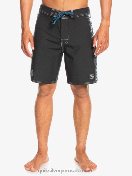 Quiksilver N8LNT1823 hombres javier mendizábal - negro shorts de playa de lona en blanco con arco original de hempstretch 18
