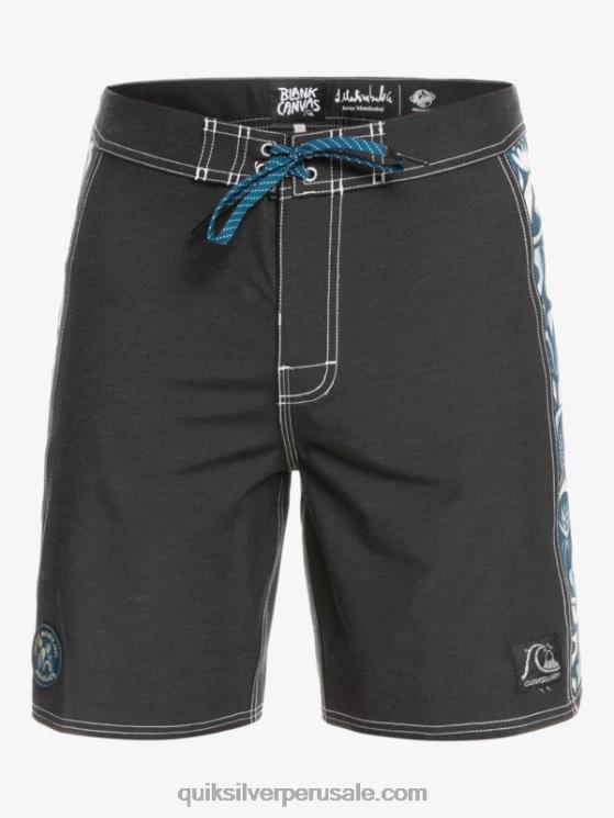 Quiksilver N8LNT1823 hombres javier mendizábal - negro shorts de playa de lona en blanco con arco original de hempstretch 18