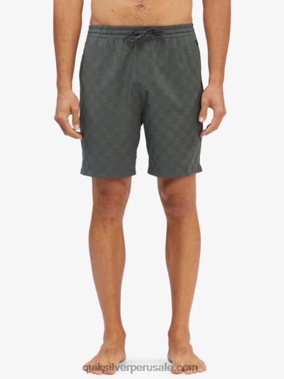 Quiksilver N8LNT1853 hombres elegancia urbana shorts de playa elásticos a cuadros 18 anfibios
