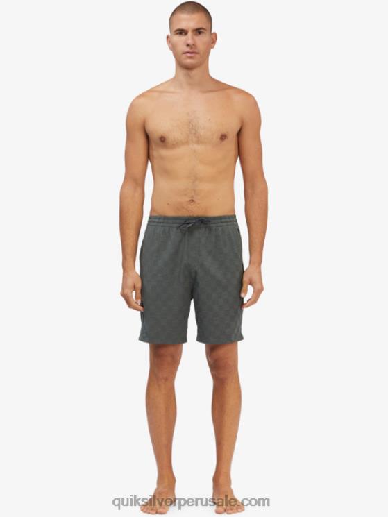 Quiksilver N8LNT1853 hombres elegancia urbana shorts de playa elásticos a cuadros 18 anfibios