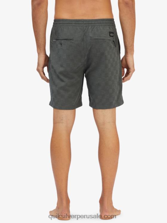 Quiksilver N8LNT1853 hombres elegancia urbana shorts de playa elásticos a cuadros 18 anfibios
