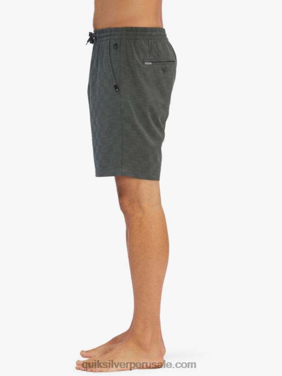 Quiksilver N8LNT1853 hombres elegancia urbana shorts de playa elásticos a cuadros 18 anfibios