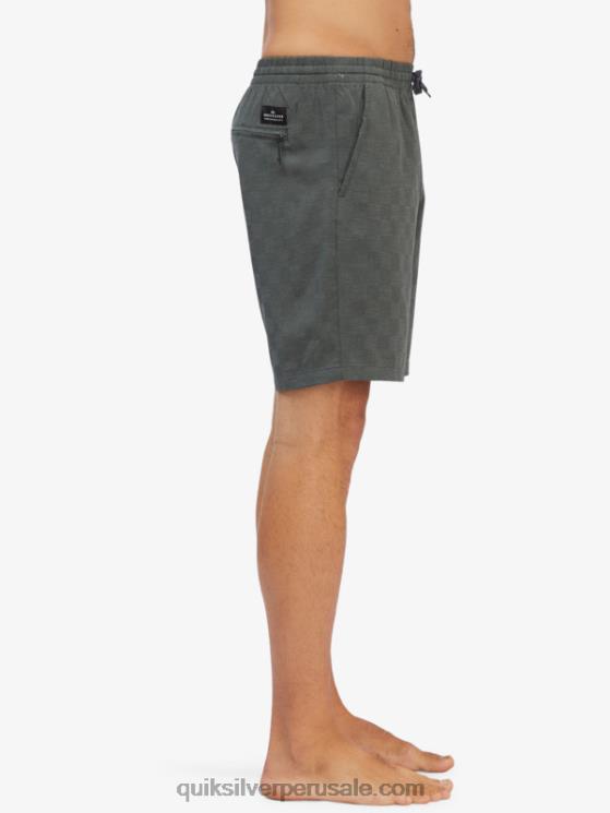 Quiksilver N8LNT1853 hombres elegancia urbana shorts de playa elásticos a cuadros 18 anfibios