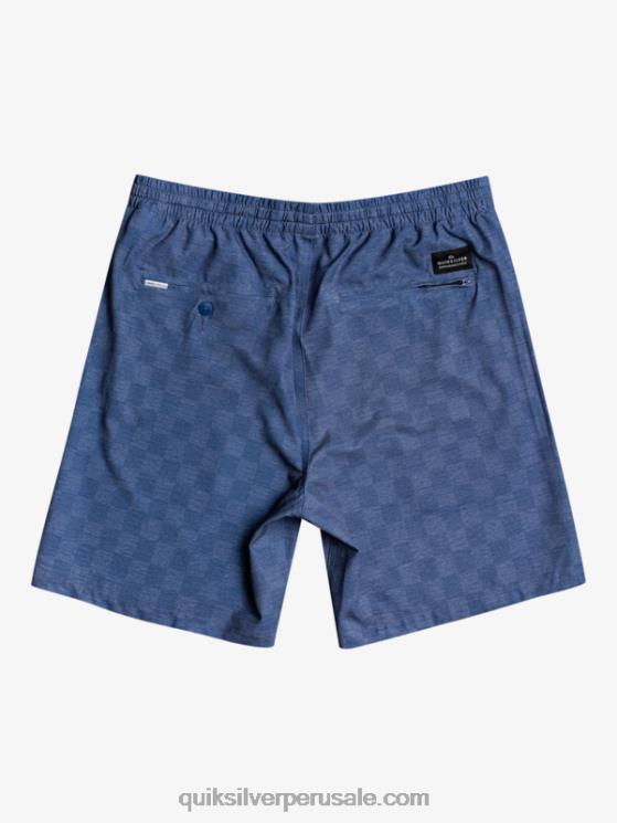 Quiksilver N8LNT1854 hombres Mar de los Sargazos shorts de playa elásticos a cuadros 18 anfibios