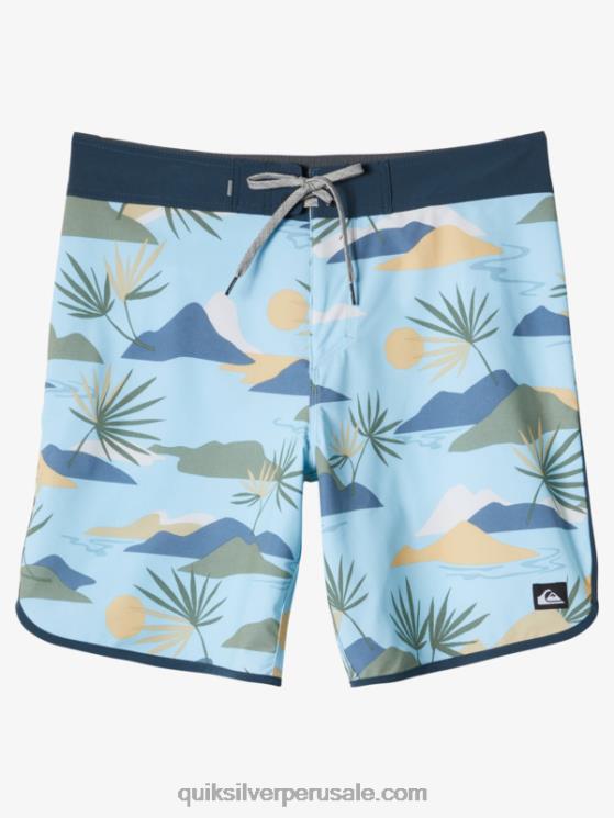Quiksilver N8LNT218 hombres cielo azul shorts de playa surfsilk festoneado 19