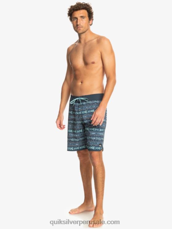 Quiksilver N8LNT221 hombres azul marino medianoche shorts de playa surfsilk festoneado 19