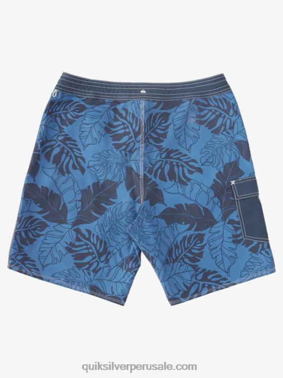 Quiksilver N8LNT849 hombres alférez azul retroceso shorts de baño waterman con estampado retro 2 19