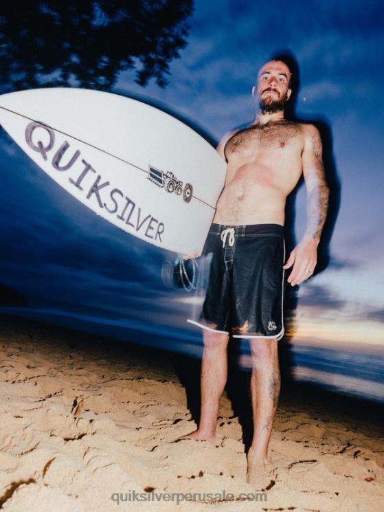 Quiksilver N8LNT86 hombres negro shorts de playa originales festoneados 18