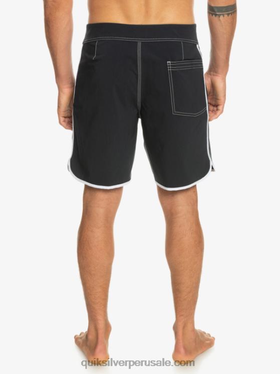 Quiksilver N8LNT86 hombres negro shorts de playa originales festoneados 18