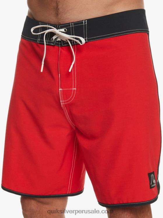 Quiksilver N8LNT87 hombres rojo de alto riesgo shorts de playa originales festoneados 18