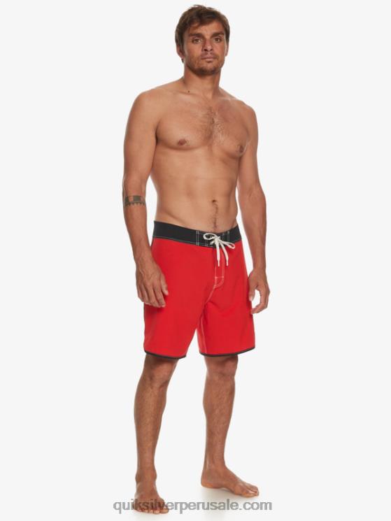 Quiksilver N8LNT87 hombres rojo de alto riesgo shorts de playa originales festoneados 18