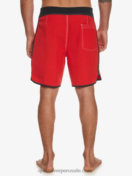 Quiksilver N8LNT87 hombres rojo de alto riesgo shorts de playa originales festoneados 18