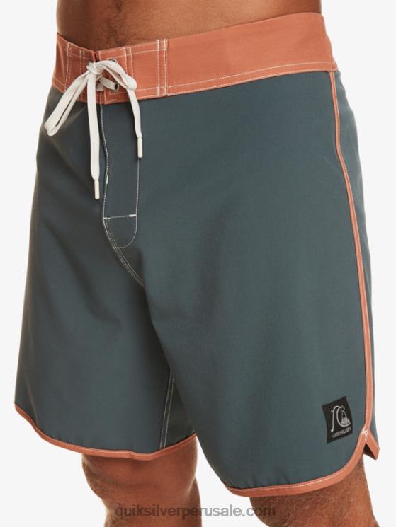 Quiksilver N8LNT89 hombres pizarra oscura shorts de playa originales festoneados 18