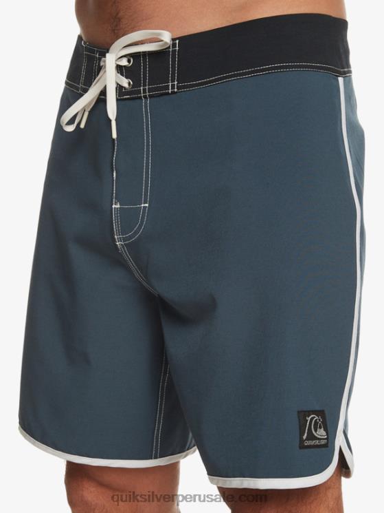 Quiksilver N8LNT92 hombres azul marino medianoche shorts de playa originales festoneados 18