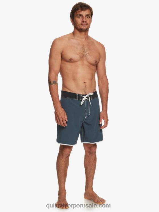 Quiksilver N8LNT92 hombres azul marino medianoche shorts de playa originales festoneados 18